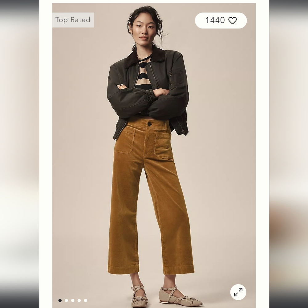 Colette Cropped Wide-Leg Pants by Maeve: Corduroy Edition